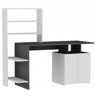 Sconto Písací stôl s regálom MELIS biela/antracitová, značky Sconto