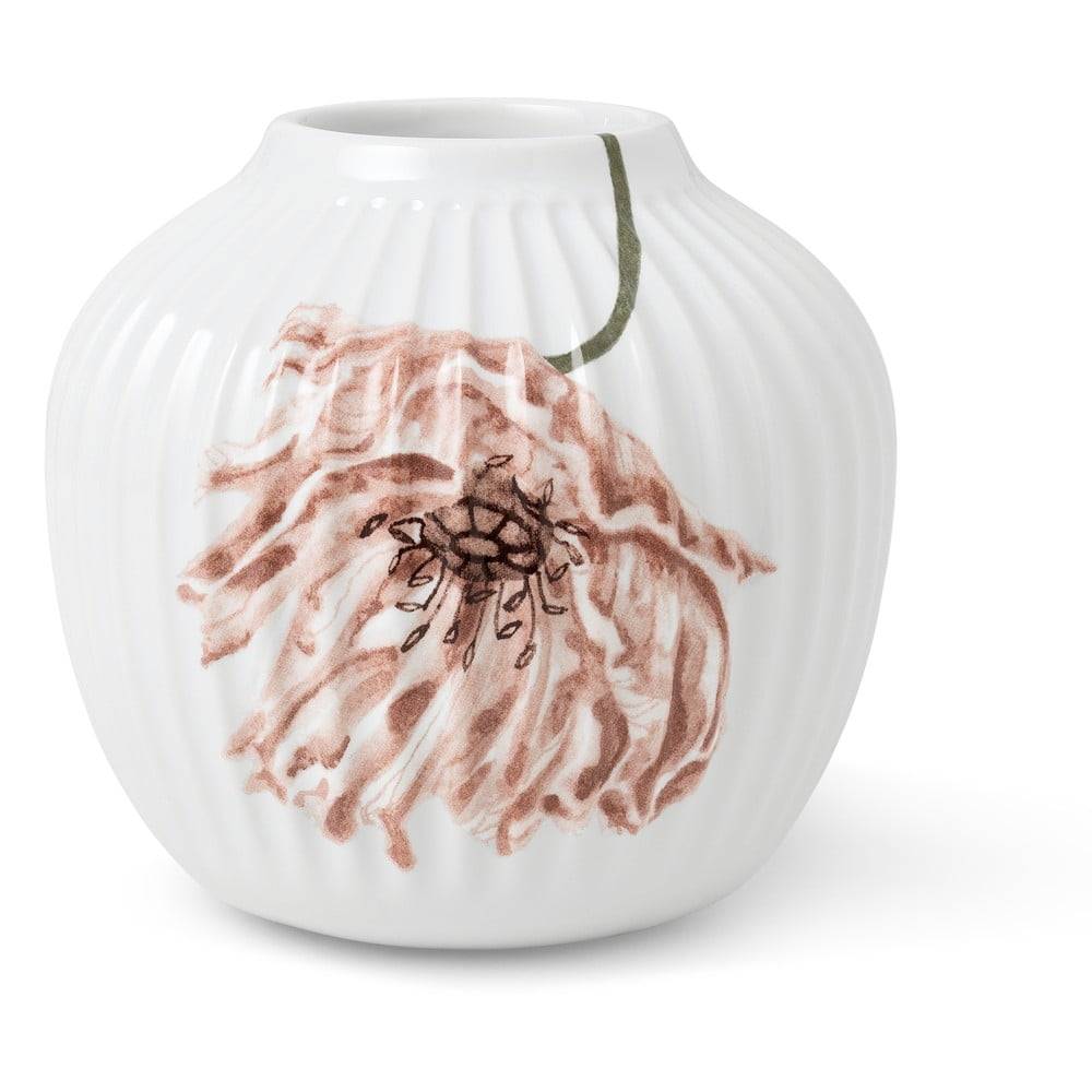 Kähler Design Biela porcelánová váza  Poppy, výška 13 cm, značky Kähler Design