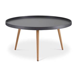 Sivý konferenčný stolík s nohami z bukového dreva FurnhoOpus, Ø 90 cm