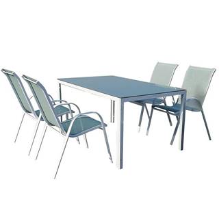 Sada Bergen sklenený stôl + 4 stoličky morský