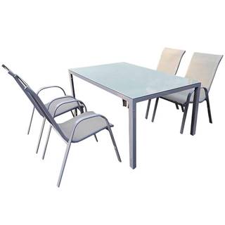 MERKURY MARKET Sada Bergen sklenený stôl + 4 stoličky šedá, značky MERKURY MARKET