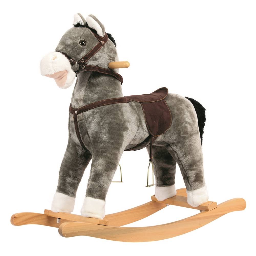 Bino  Plyšový hojdací kôň sivá, 64 x 30 x 74 cm, značky Bino
