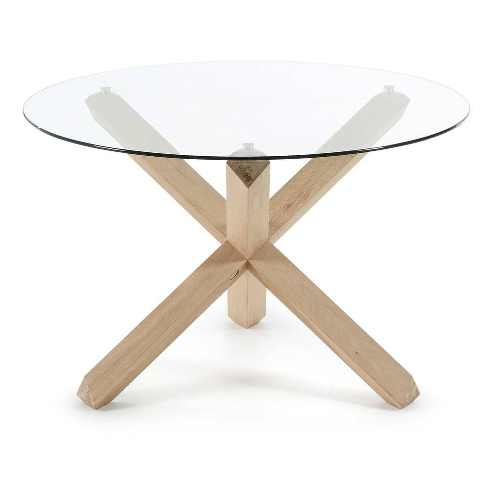 La Forma Dubový jedálenský stôl se skleněnou doskou Kave Home Nori, ø 120 cm, značky La Forma