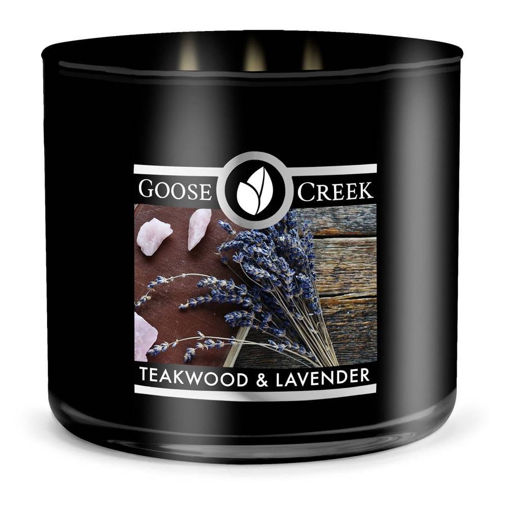 Goose Creek Pánska vonná sviečka v dóze  Teakwood & Lavender, 35 hodín horenia, značky Goose Creek