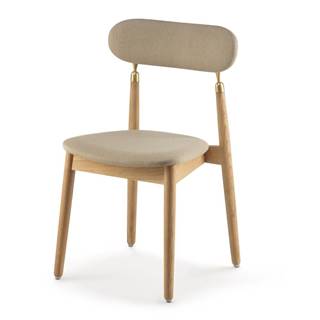 EMKO Béžová jedálenská stolička z dubového dreva  Textum Alana, značky EMKO