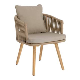 La Forma Záhradné stoličky z akáciového dreva s béžovým polstrovaním Kave Home Hemilce, značky La Forma