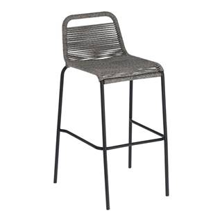 La Forma Sivá barová stolička s oceľovou konštrukciou Kave Home Glenville, výška 74 cm, značky La Forma