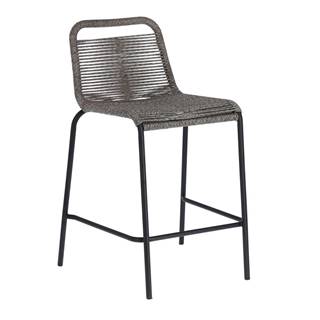 Sivá barová stolička s oceľovou konštrukciou Kave Home Glenville, výška 62 cm