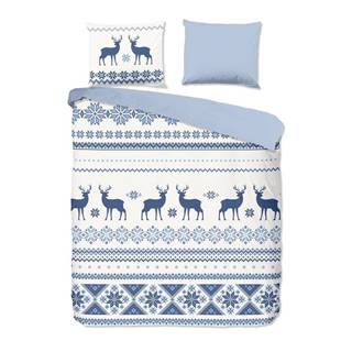 Good Morning Bielo-modré flanelové obliečky s vianočným motívom  Nordic, 140 x 200 cm, značky Good Morning
