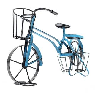 Retro kvetináč v tvare bicykla čierna/modrá ALBO