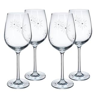 TEMPO-KONDELA SNOWFLAKE VINO poháre na víno set 4 ks s kryštálmi 450 ml