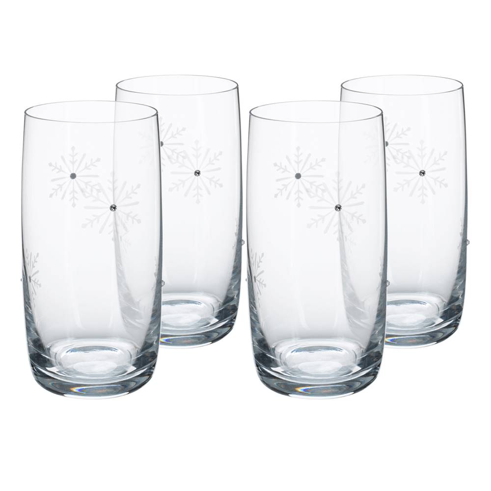 Kondela TEMPO-KONDELA SNOWFLAKE DRINK poháre na vodu set 4 ks s kryštálmi 460 ml, značky Kondela
