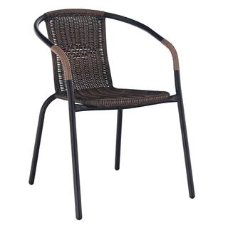 Stohovateľná stolička hnedá/čierny kov DOREN R1 rozbalený tovar