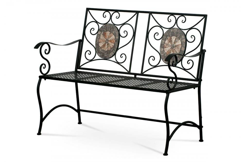 AUTRONIC  JF2227 Záhradná lavica, keramická mozajka, kovová konštrukcia, čierny matný lak (typovo ku stolu JF2225 a stoličke JF2226), značky AUTRONIC