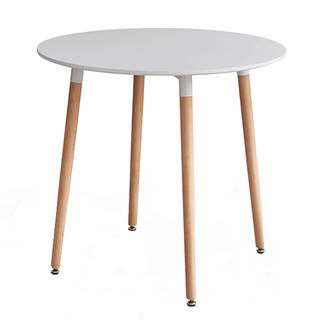 Kondela KONDELA Jedálenský stôl, biela/buk, priemer 80 cm, ELCAN, značky Kondela