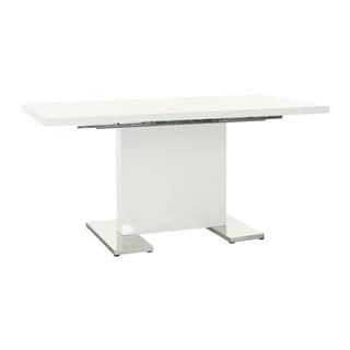 KONDELA Rozkladací jedálenský stôl, biela vysoký lesk HG, 120-160x80 cm, IRAKOL