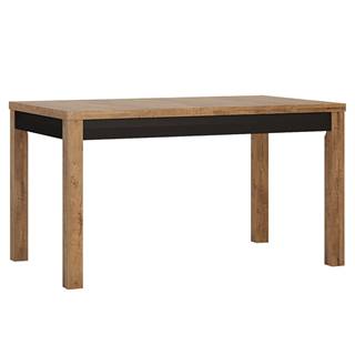 KONDELA Rozkladací jedálenský stôl, dub lefkas tmavý/čierny mat, 140-180x85 cm, LUCITA HAVT02