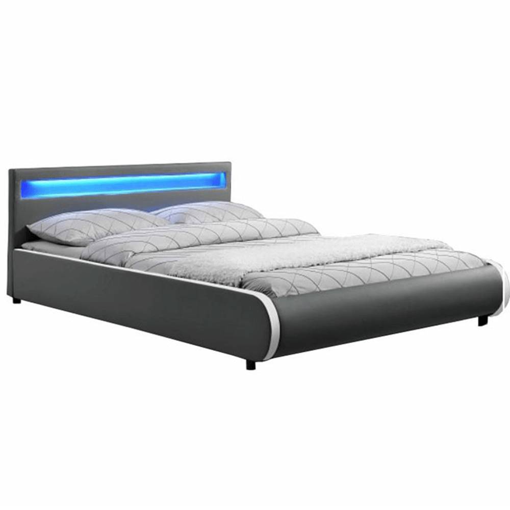 Kondela KONDELA Manželská posteľ s RGB LED osvetlením, sivá, 160x200, DULCEA, značky Kondela