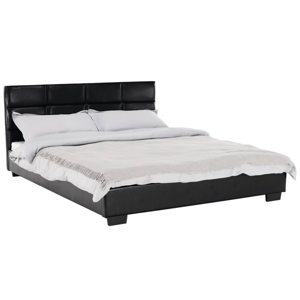 Kondela KONDELA Manželská posteľ s roštom, 160x200, čierna ekokoža, MIKEL, značky Kondela