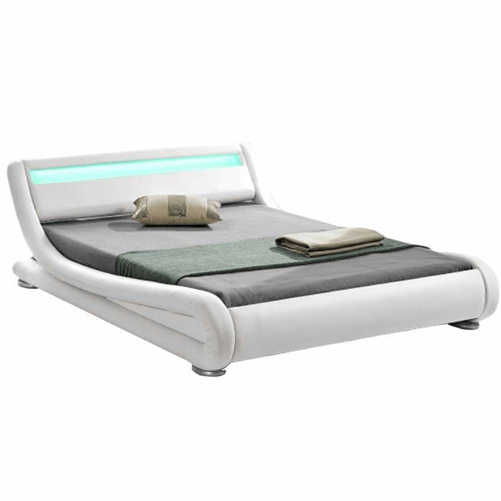 Kondela KONDELA Moderná posteľ s RGB LED osvetlením, biela, 160x200, FILIDA, značky Kondela