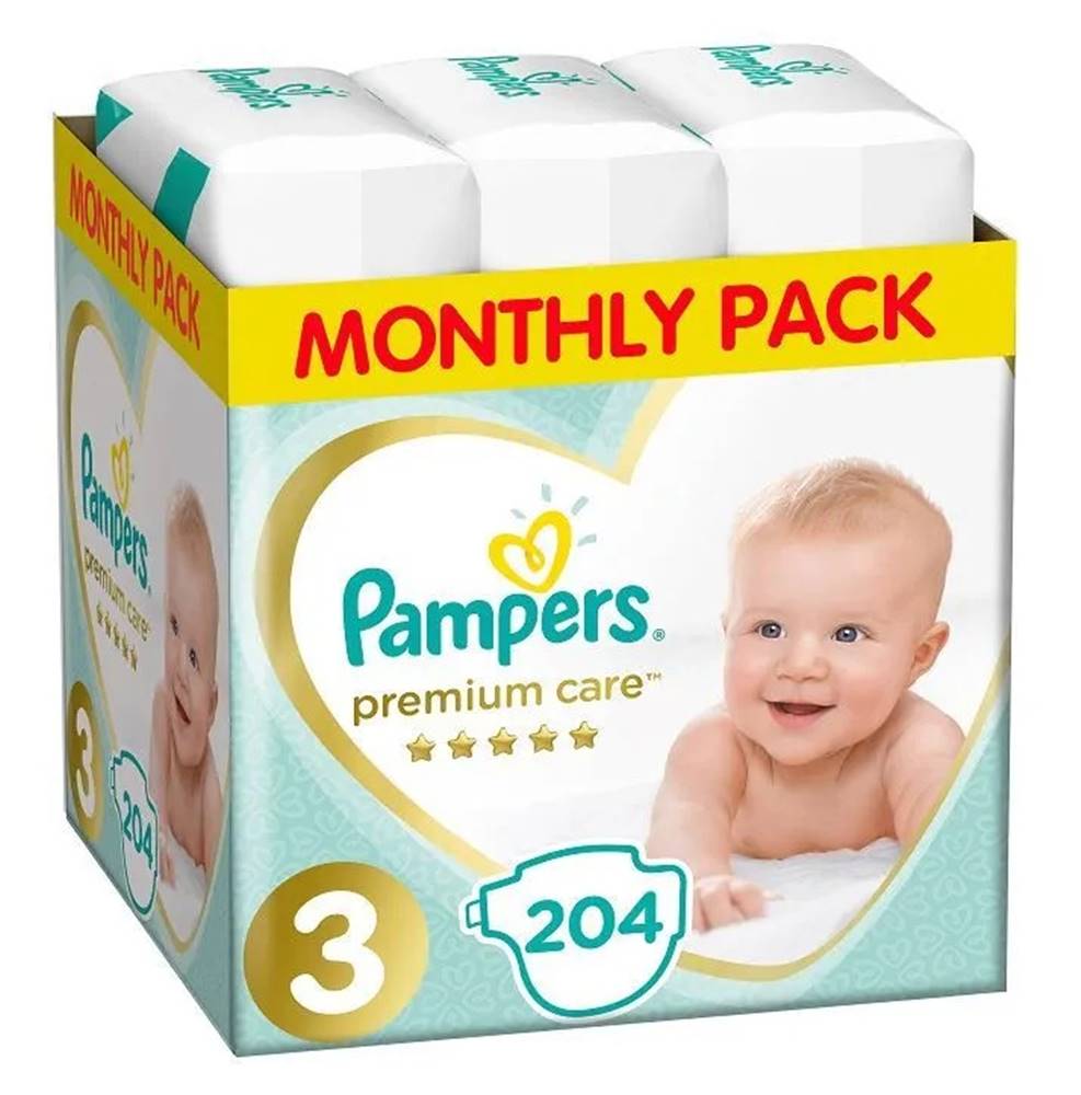 PAMPERS  PLIENKY PREMIUM MONTHLY BOX S3 204, značky PAMPERS