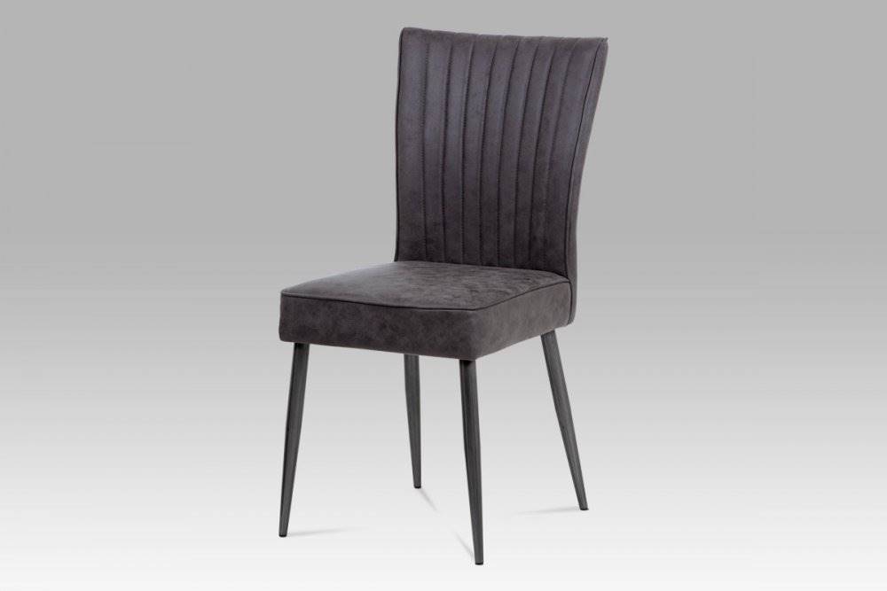 AUTRONIC  HC-323 GREY3 jedálenská stolička látka sivá v dekore vintage kože / brúsený kov antik, značky AUTRONIC
