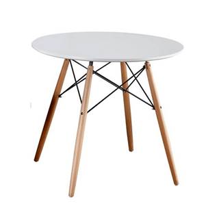 Kondela KONDELA Jedálenský stôl,  biela/buk, priemer 80 cm, GAMIN NEW 80, značky Kondela