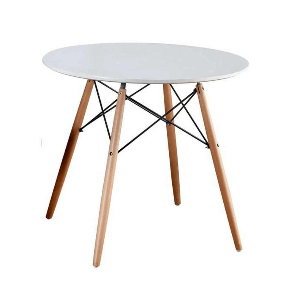 Kondela KONDELA Jedálenský stôl,  biela/buk, priemer 80 cm, GAMIN NEW 80, značky Kondela