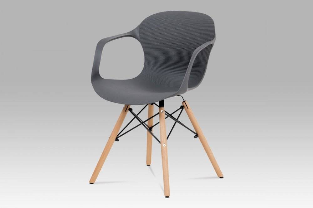 AUTRONIC  ALBINA GREY jedálenská stolička, štrukturovaný plast šedý, natural, značky AUTRONIC