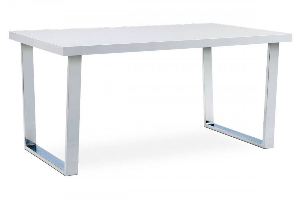 AUTRONIC  AT-2088 WT jedálenský stôl 150x90 cm, MDF doska, biely vysoký lesk, chromovaná podnož, značky AUTRONIC