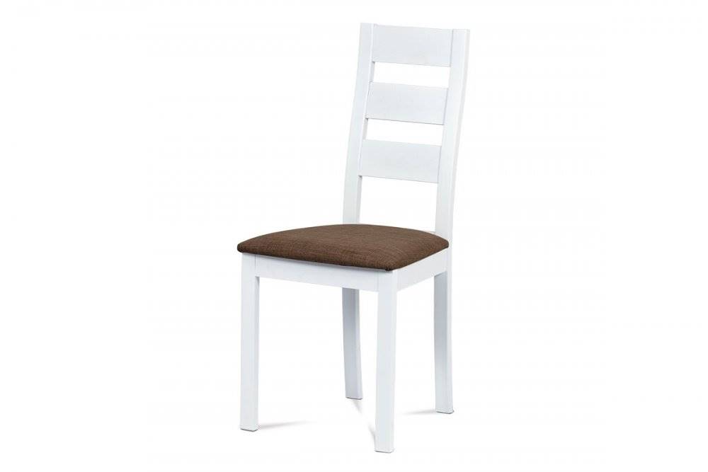 AUTRONIC  BC-2603 WT jedálenská stolička, masív biely, poťah hnedý, značky AUTRONIC
