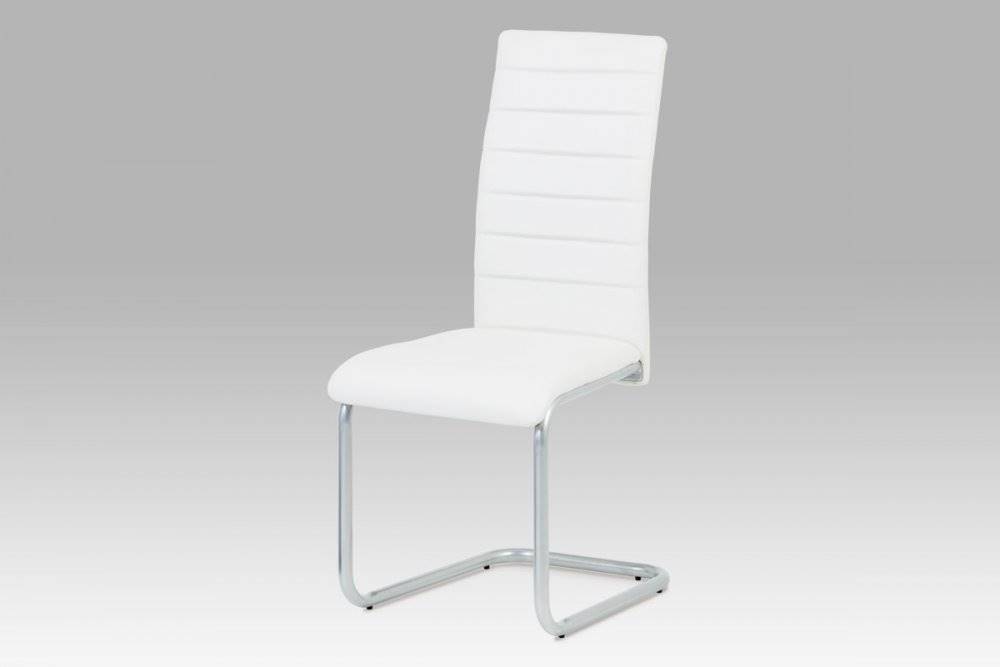AUTRONIC  DCL-102 WT Jedálenská stolička, poťah biela ekokoža, kovová podnož, sivý matný lak, značky AUTRONIC