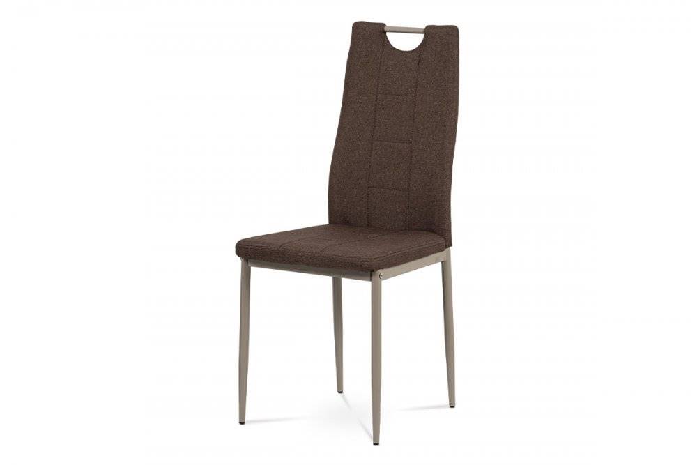 AUTRONIC  DCL-393 BR2 jedálenská stolička, hnedá látka, kov cappuccino lesk, značky AUTRONIC