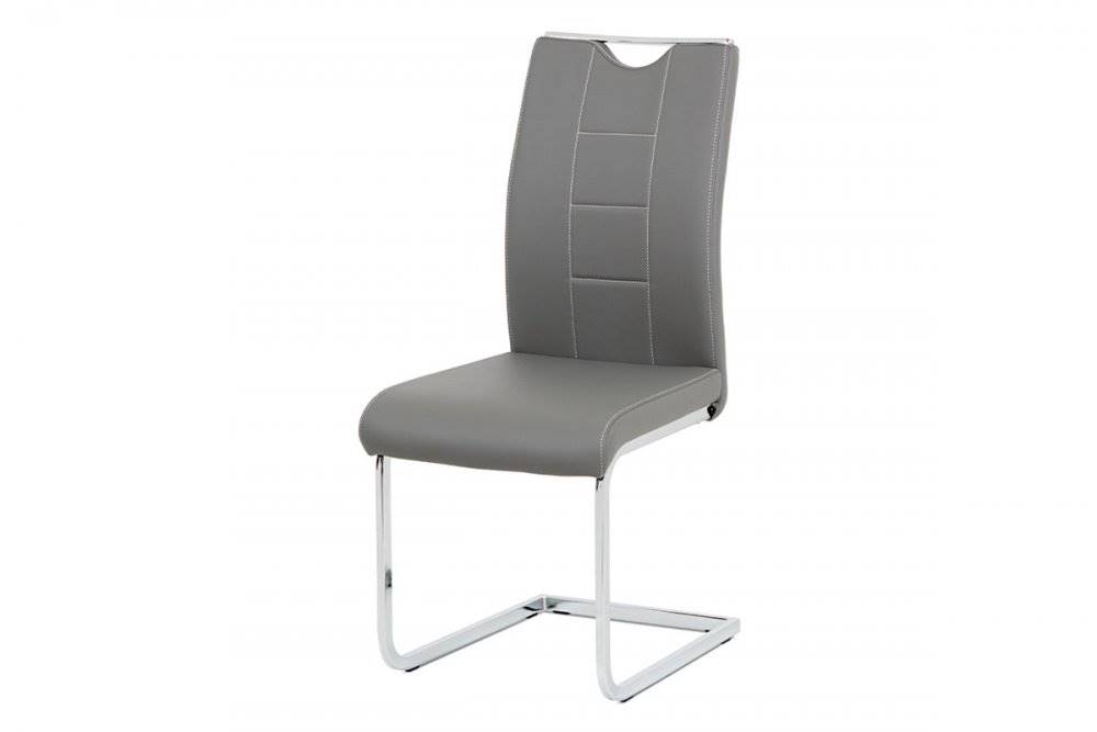 AUTRONIC  DCL-411 GREY jedálenská stolička sivá koženka / chróm, značky AUTRONIC