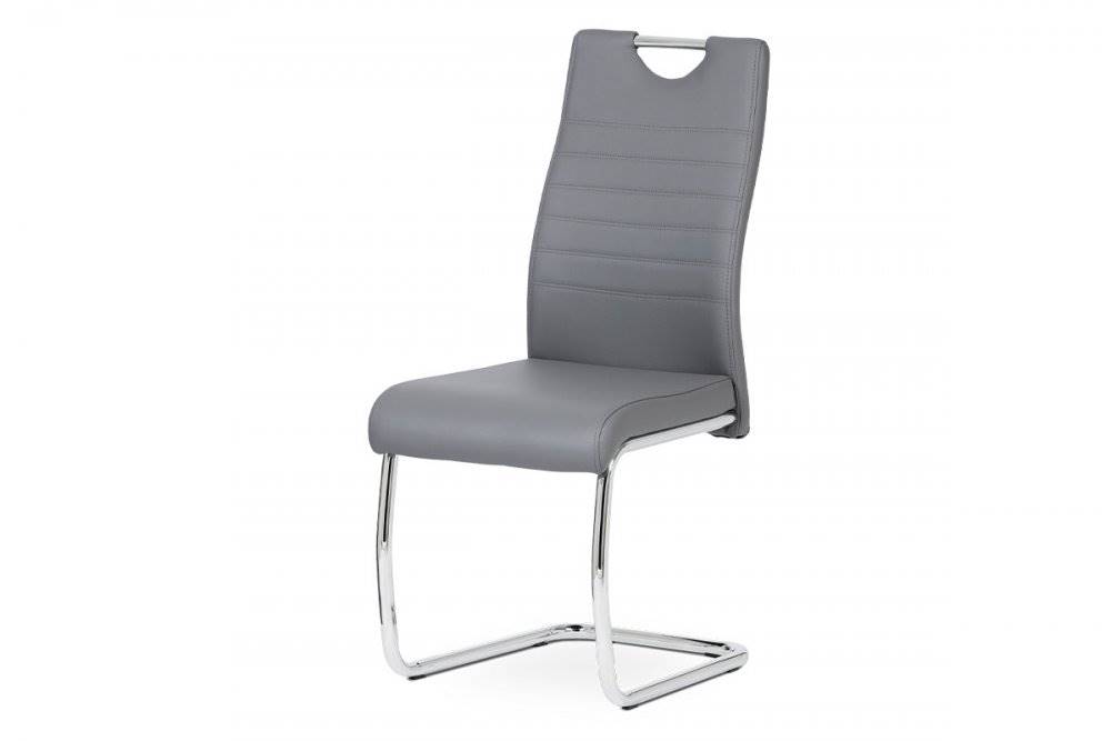 AUTRONIC  DCL-418 GREY jedálenská stolička, koženka sivá, chróm, značky AUTRONIC
