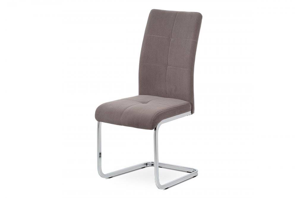 AUTRONIC  DCL-440 LAN4 Jedálenská stolička, poťah lanýžová zamatová látka, kovová pohupová podnož, chróm, značky AUTRONIC