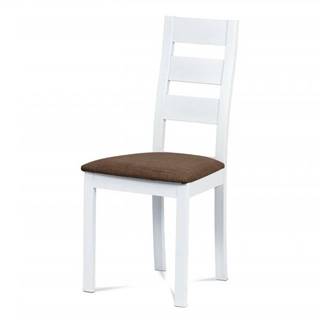 AUTRONIC  BC-2603 WT jedálenská stolička, masív biely, poťah hnedý, značky AUTRONIC