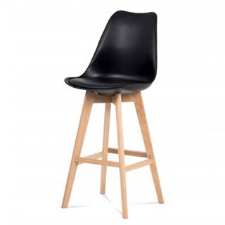 AUTRONIC  CTB-801 BK barová stolička plast, sedák čierna ekokoža/nohy masív prírodný buk, značky AUTRONIC