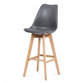 AUTRONIC  CTB-801 GREY barová stolička plast, sedák šedá ekokoža/nohy masív prírodný buk, značky AUTRONIC