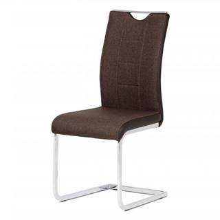 AUTRONIC  DCL-410 BR2 jedálenská stolička, látka hnedá, chróm, značky AUTRONIC