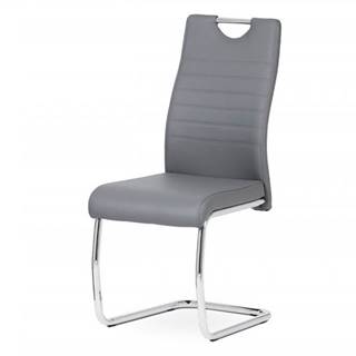 AUTRONIC DCL-418 GREY jedálenská stolička, koženka sivá, chróm