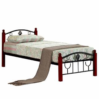 Kondela KONDELA Kovová posteľ s roštom, 90x200, MAGENTA, značky Kondela