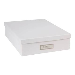 Bigso Box of Sweden Biely úložný box s menovkou na dokumenty  Oskar, veľkosť A4, značky Bigso Box of Sweden