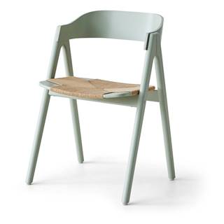 Svetlozelená jedálenská stolička z bukového dreva s ratanovým sedákom Findahl by Hammel Mette