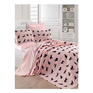 Eponj Home Ružová prikrývka cez posteľ Mijolnir Cats, 160 x 230 cm, značky Eponj Home