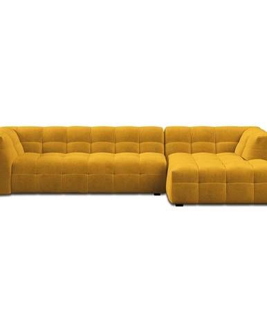 Žltá zamatová rohová pohovka Windsor & Co Sofas Vesta, pravý roh