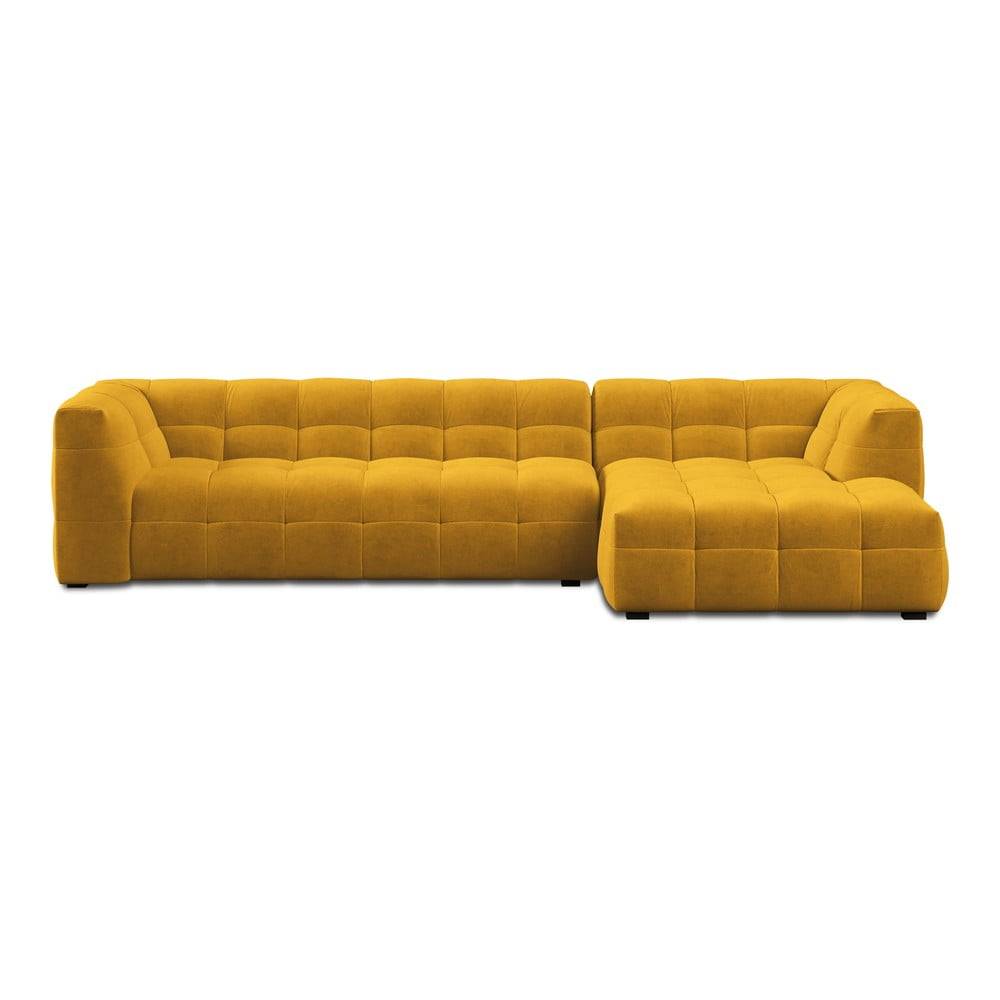 Windsor & Co Sofas Žltá zamatová rohová pohovka  Vesta, pravý roh, značky Windsor & Co Sofas