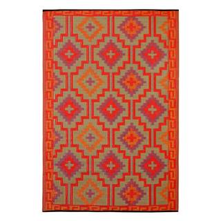 Oranžovo-fialový obojstranný vonkajší koberec z recyklovaného plastu Fab Hab Lhasa Orange & Violet, 120 x 180 cm