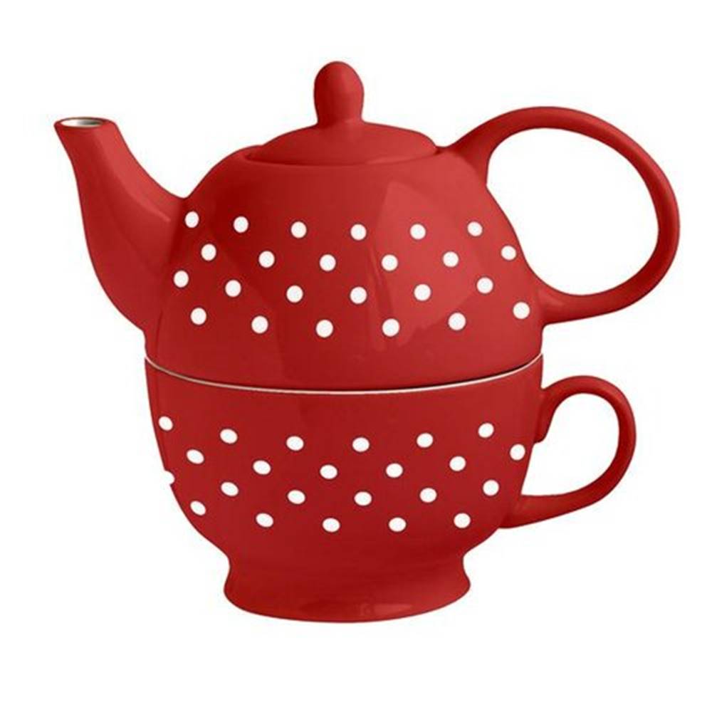 Toro  Porcelánová kanvica na čaj so šálkou, červená, značky Toro