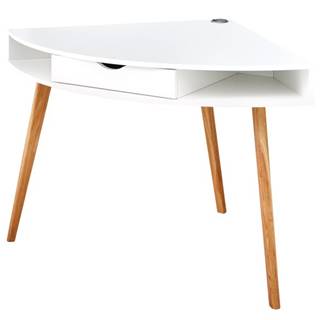 Rohový písací stôl JASON biela/dub